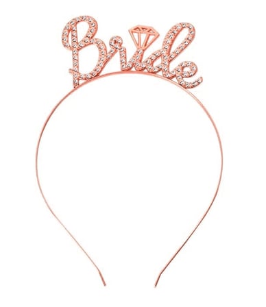 Rose Gold Renkli Taşlı “Bride” Gelin Tacı – El Yazısı Yazı Tipiyle (5582)