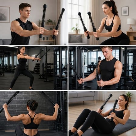 2&amp;apos;li Battle Rope Titreşimli Egzersiz Çubuğu, Yaylı Dalga Mekanizmalı Kol, Omuz, Göğüs, Sırt