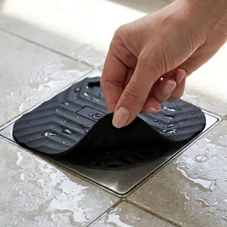 Siyah Kare Evye Gider Koku Önleyici Silikon Mat – Lavabo Süzgeç ve Haşere Engelleyici (5582)