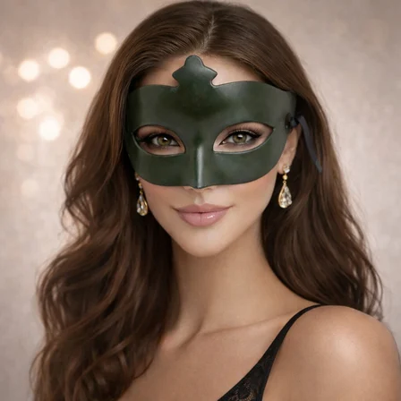Haki Yeşil Gizemli Masquerade Maskesi (5582)