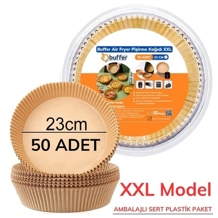 50 Adet Air Fryer Pişirme Kağıdı Tek Kullanımlık  23 Cm Yuvarlak Pişirme Kağıdı XXL PVC li (5582)