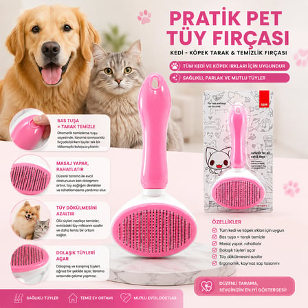 PRATİK KEDİ KÖPEK TARAK - TEMİZLİK FIRÇASI PET SHOP (5582)