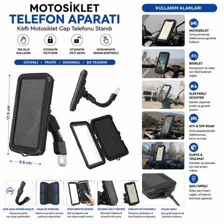 RESİSTANT BİKE MOTORSİKLET TELEFON TUTUCU 5.5 İNÇ - 6.2 İNÇ (5582)