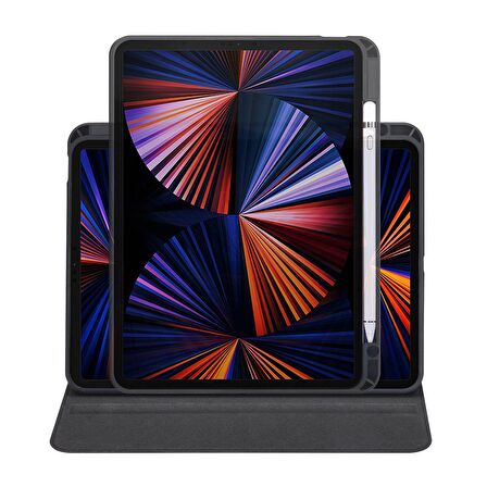 Smcase Apple iPad 10.2 2021 9.Nesil Kılıf Smart Kapaklı Kalem Bölmeli Termik Arkası Şeffaf T1