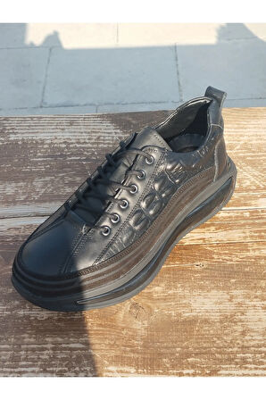 Erkek Sportif Mevsimlik Kundura Hakiki Deri Kauççuk Taban Ortobetik ve Bağcıklı