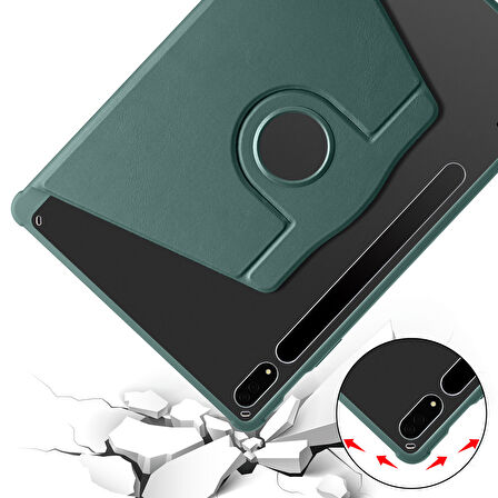 Smcase Samsung Galaxy Tab S7 FE LTE T730 Kılıf Smart Kapaklı Kalem Bölmeli Termik Arkası Şeffaf T1