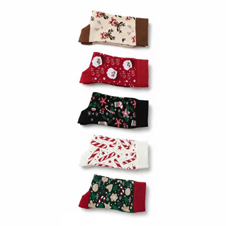 Kokulu Noel, Yılbaşı Çorabı Unisex 5 Çift(36-44)