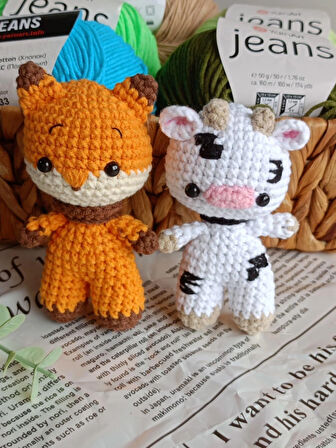  MİNİK AMİGURUMİ UYKU ARKADAŞLARI (PANDA, İNEK, KUMKURDU TİLKİ)