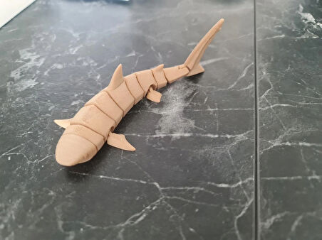 Doğal Ahşap Katkılı Hareketli Köpek Balığı Megalodon Oyuncak 13CM