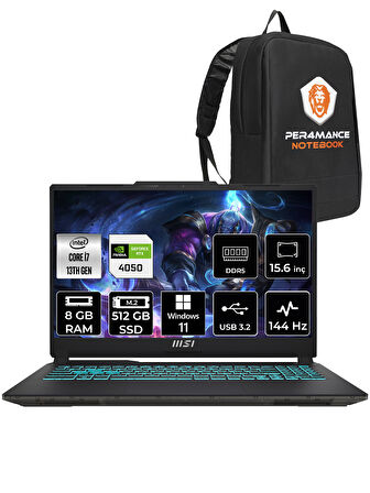 MSI Cyborg 15 i7-13620H 8GB 512GB SSD RTX4050/6GB 15.6" FHD 144HZ W11H A13VE-897XTR & PER4 ÇANTA