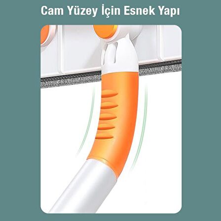 Coofbe 120CM Döndürülebilir Uzunluk Ayarlı Çift Taraflı Cam Silme Fırçası Elastik Başlık Mikrofiber Fırça