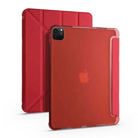 Smcase Apple iPad Pro 12.9 2020 4.Nesil Kılıf Katlanabilir Standlı Pu Silikon tf2