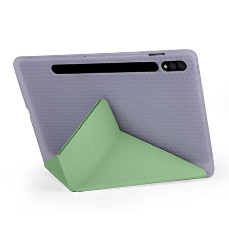 Smcase Samsung Galaxy Tab S7 Plus T970 Kılıf Katlanabilir Standlı Pu Silikon tf2