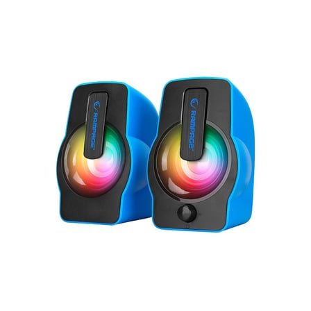 MAVİ - RGB IŞIKLI 1+1 HOPARLÖR SPEAKAER SET USB KABLO 2.0 MULTİMEDYA - 6W (5586)