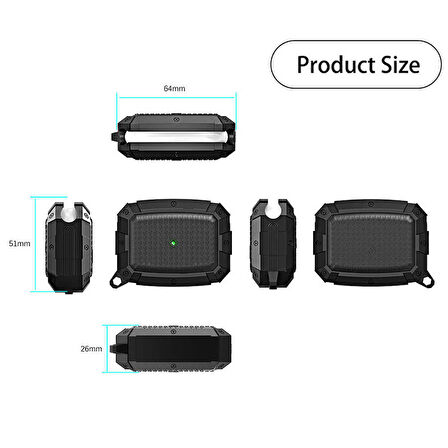 Smcase Apple Airpods Pro Uyumlu Kılıf Kancalı Sert Silikon A10