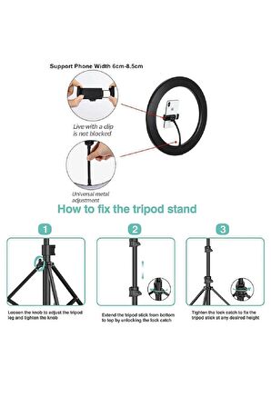 Ring Light Led Işıklı Tripod Bluetooth Kumandalı 14 Inç Halka Yotuber Tiktok Makyaj Işığı