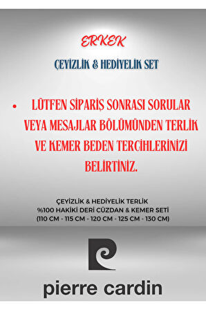 Erkek Hediyelik & Çeyizlik Kemer Cüzdan Terlik 3'lü Damat Seti LL.PC.001.17.C2