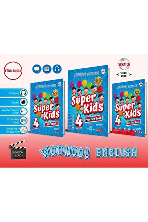 4. Sınıf Woohoo English Süper Kids (Practice Book+ Workbook + Unıt Test Book)