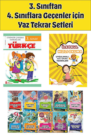 3.Sınıftan 4.Sınıfa Geçenler İçin  Hızlı Okuma ile Türkçe Etkinlik Kitabım+10 lu Hikaye Seti 3