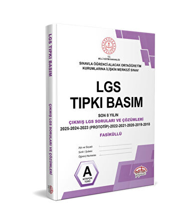 2025-2026 LGS Tıpkı Basım Son 8 Yılın Çıkmış Soruları ve Çözümleri + Matematik Soru Bankası Hediyeli