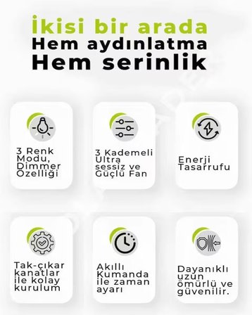  Sessiz 6 kanat KRİSTAL Tavan Vantilatörü Ledli Uzaktan Kumandalı sinek kovar özelligi 52cm 