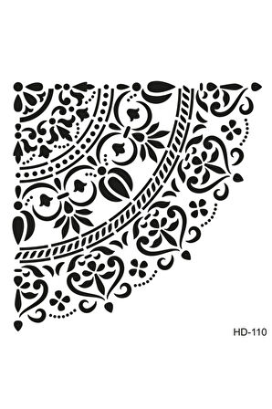 Hd110 Yarım Damask Home Dekor Stencil 45x45