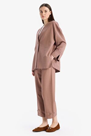 DeFacto 	Keten Karışımlı Basic Düz Kısa Paça Harem Pantolon B7506AX25SPBN552