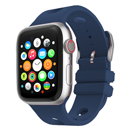 Apple Uyumlu Watch Seri 10-11 (46mm) Kordon 2/3/4/5/6/se/7/8/9 (44-45-49mm) Delikli Tasarım KD-147 Silikon Kordon