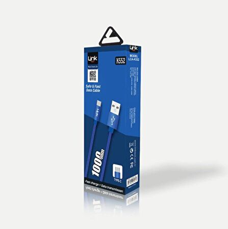 Linktech K552 Safe TYPE-C Örgü Metal Başlı 1Metre Cep Telefonu Şarj/DataKablosu