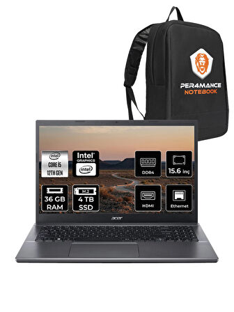 Acer Extensa 15 EX215-55 i5-1235U 36GB RAM 4TB SSD 15.6'' FHD FDOS Dizüstü Bilgisayar & PER4 ÇANTA