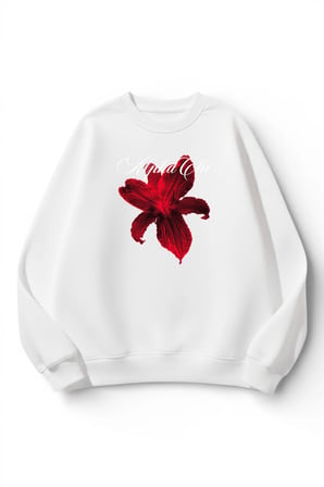 Unisex Yumuşak Dokulu Chi Alpha Baskılı Tasarım Oversize 3 İplik Bisiklet Yaka Sweatshirt