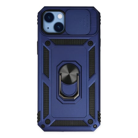 Apple iPhone 14 Plus Kılıf Pars Lens Yüzüklü Silikon - Lacivert