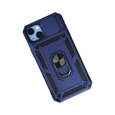 Apple iPhone 14 Plus Kılıf Pars Lens Yüzüklü Silikon - Lacivert