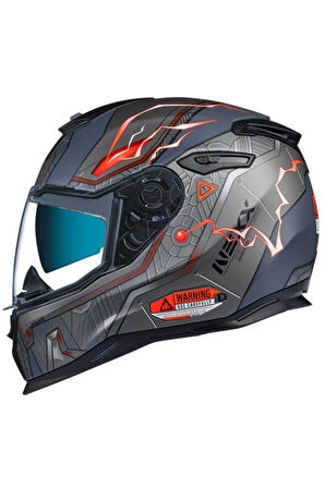 Sx.100 Gigabot Güneş Vizörlü Kapalı Kask (mat Gri-kırmızı)