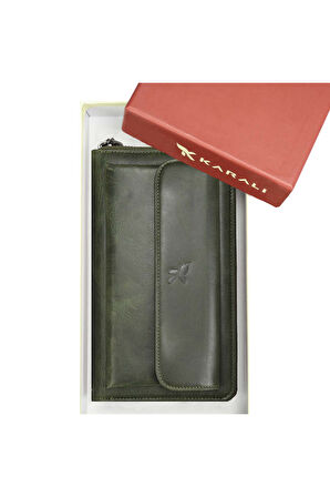 Deri Unısex Portföy Cüzdan Yeşil BC426-7