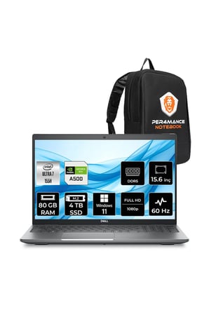 Precision 3591 Ultra 7 155H 80GB 4TB SSD RTX A500/4GB 15.6" FHD W11H Workstation & Per4 Çanta