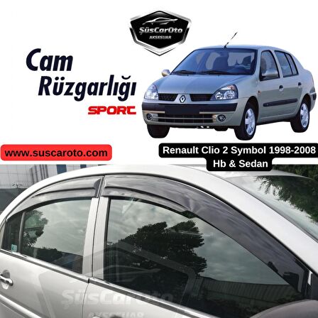 Renault Clio 2 Symbol Hb&Sedan 1998-2008 Uyumlu Mugen Cam Rüzgarlığı Seti Piano Black 4'lü İthal