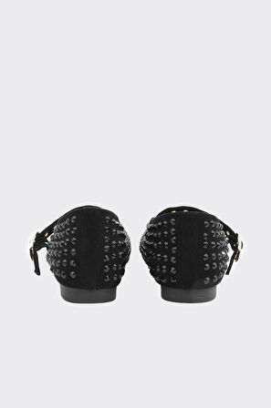 Taş Aksesuarlı Bilekten Bantlı Kadın Babet