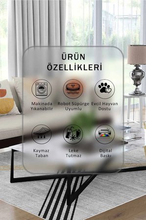 Yıkanabilir Kaymaz Taban Dijital Baskılı Halı ve Yolluk – Leke Tutmaz Salon & Mutfak Halısı