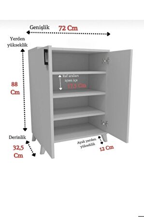 4 Raflı 2 Kapaklı Ayakkabılık Çok Amaçlı Dolap Ayakkabı Dolabı Beyaz