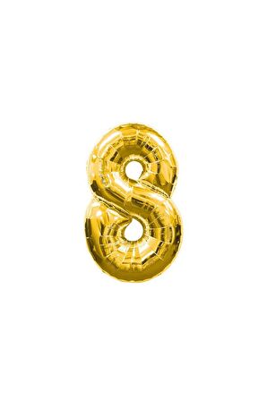 Gold Folyo Balon 8 Rakamı 100 Cm.