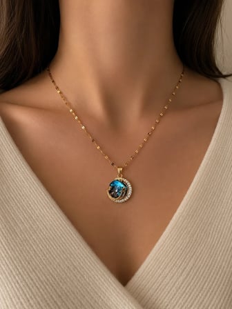 14 Ayar Altın Kaplama Gökyüzü Kolye Premium Kutu Gezegen Kadın Çelik Kolye Özel Gün Hediyelik