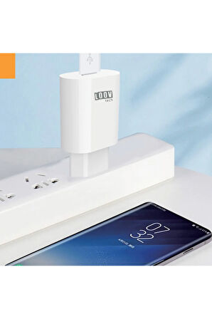 USB Beyaz Telefon Şarj Aleti ve Kablosu Hızlı Şarj Aleti (2.1A 10W 3100mAh+Güvenli ve Stabil Şarj)