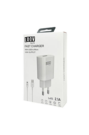 USB Beyaz Telefon Şarj Aleti ve Kablosu Hızlı Şarj Aleti (2.1A 10W 3100mAh+Güvenli ve Stabil Şarj)