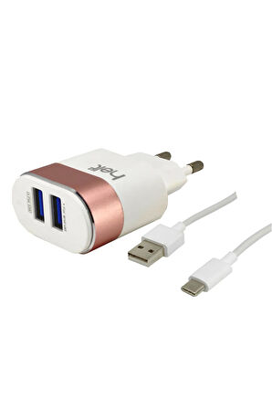 Samsung-Xiaomi Ortak Uyumlu 10w 2400 mAh sarj aleti Çift USB Çıkışlı Universal Type-C Şarj Adaptörü