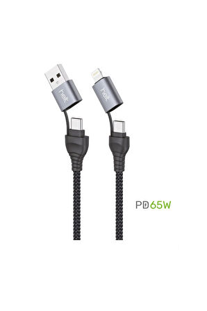 65 w usb-c cift başlıklı Süper hızlı şarj kablosu(PD Hızlı Şarj ve Görüntü Aktarım Desteği)