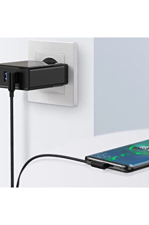 90 Derece Şarj Kablo Kırmızı Micro Usb Sarj Kablosu(hızlı Şarj Desteği+görüntü Aktarım Desteği)