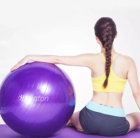 Leyaton Mor 55 cm Pilates Topu Büyük Boy Kalın Yoga Pilates Top