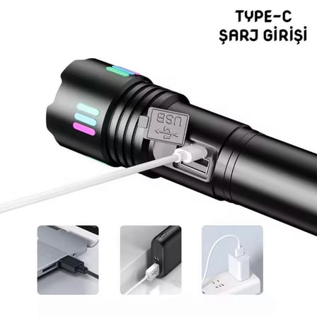 Ws-9944 20w Zoomlu Fosforlu Metal Şarjlı El Feneri