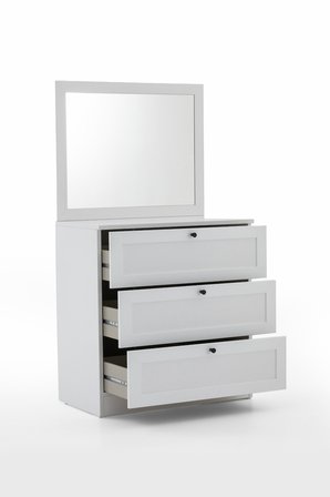 Terra Aynalı Şifonyer Y:139 G:75 D:42 / Beyaz